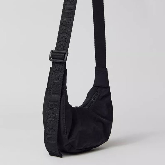 NWT Baggu Mini Nylon Crescent Bag - Black - Picture 7 of 9